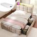 Pangivo Lit Simple Rembourré 90x200 Cm Avec Matelas, Tête De Lit Led, Prises Usb Et 2 Tiroirs, Beige