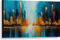Merkloos / Sans marque Take your time Canvas - Schilderij - Blauw - Geel - 90x60 cm