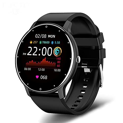 KDFJ Smart Horloge Mannen Lady Full Touch Screen Sport Fitness Horloge Ip67 Waterdicht Bluetooth Multifunctioneel Horloge voor Android Ios Smartwatch-zwart