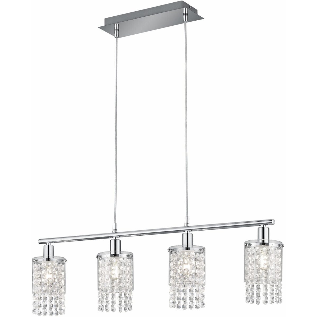 BES LED LED Hanglamp - Hangverlichting - Trion Pocino - E14 Fitting - 4-lichts - Rechthoek - Mat Chroom - Aluminium