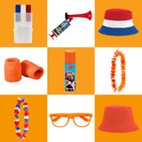 Merkloos / Sans Marque Hockey Orange Supporterspakket – Schmink, Haarspray, Hoed & Feestaccessoires