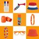 Merkloos / Sans Marque Hockey Orange Supporterspakket – Schmink, Haarspray, Hoed & Feestaccessoires