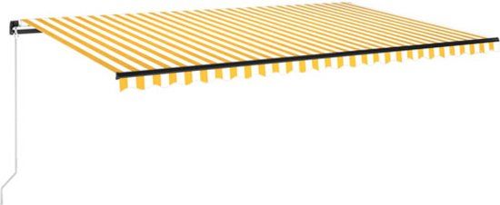vidaXL Luifel Handmatig Uittrekbaar met LED 500x300 cm Geel en Wit