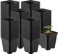 Garronda Set de 100 pots de culture carrés en plastique avec trous de drainage pour jardin (Noir, 9 x 9 x 9,6 cm (0,5L)) GD-KW-S