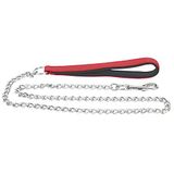 CHAPUIS SELLERIE SLA070 Hondenriem - gedraaide stalen ketting diameter 3 mm - polslus nylon rood - lengte 1,20 m - maat L