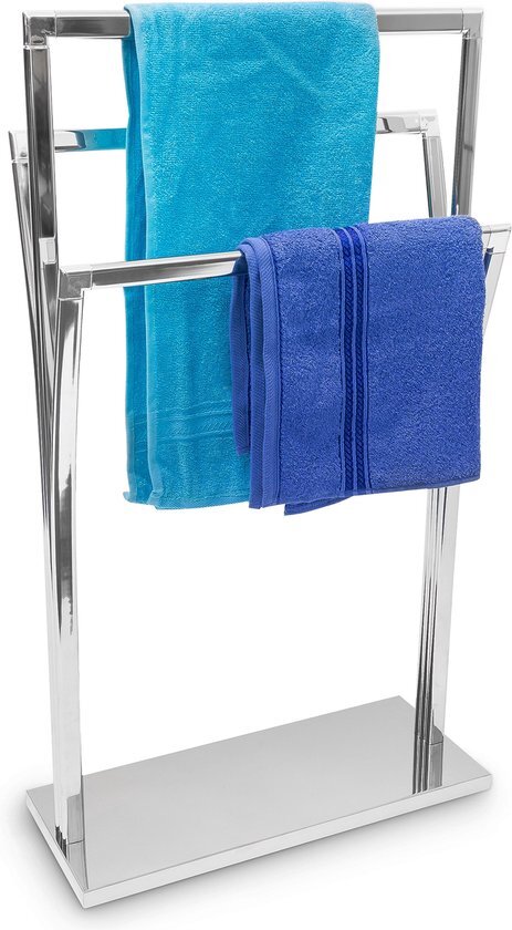 Relaxdays handdoekenrek rvs-look 3 stangen handdoekenhouder handdoekrek zilver