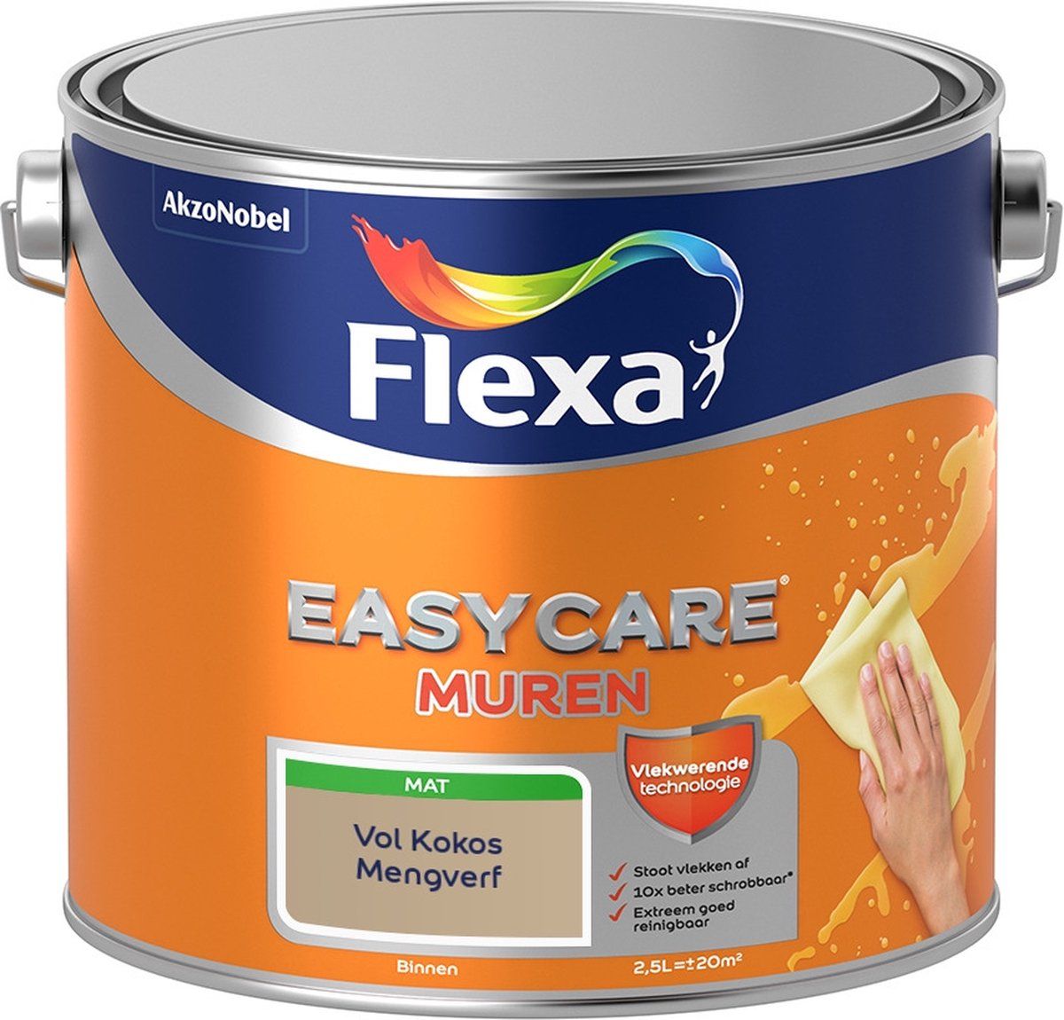 FLEXA Easycare Muurverf - Mat - Vol Kokos - 2,5 liter