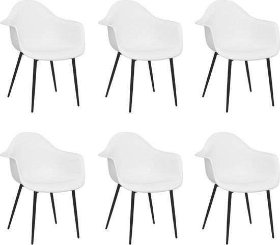 vidaXL Eetkamerstoelen 6 st PP wit