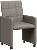 vidaXL Eetkamerstoelen met wielen, 2 stuks, stof, taupe