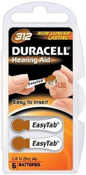 Duracell DA312 Hearing Aid Batteries - 6 Pack