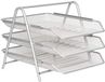Zuvo Mesh Bureau Organizer, 3-laags Brievenbak Organizer, Opbergruimte voor documenten op het bureau, Mesh Vulling Collectie voor Thuis en Kantoor, Zilver