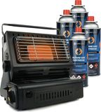 Eurocatch Gaskachel & Kooktoestel in 1 - Incl. 4 Butaan Gasbussen - Heater - Kachel - Terrasverwarmer - Camping gaskachel - Gas Heater - Verstelbaar - Draagbaar