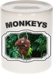 Bellatio Decorations Dieren liefhebber orangoetan spaarpot 9 cm jongens en meisjes - keramiek - Cadeau spaarpotten apen liefhebber
