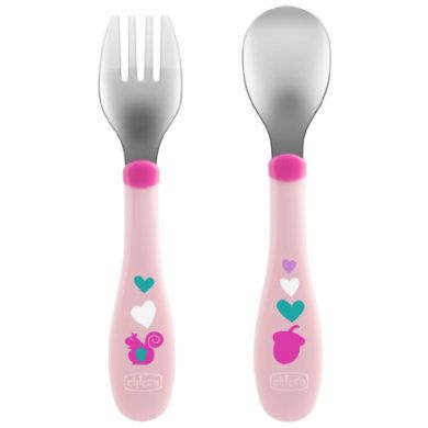 Chicco Eerste bestekset RVS Girl 18M+ - Roze/lichtroze