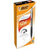 BIC Atlantis Soft intrekbare balpen, medium punt (1,0 mm), zwart, 12 stuks