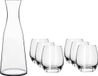 Sans marque Carafe en verre de 1 litre avec 6 verres à boire/verres à eau de 330 ml