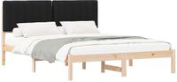 vidaXL Bedframe met Gevoerde Hoofdbord Zwart 160 x 200 cm
