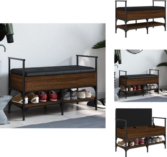 vidaXL Schoenenbank 85,5x42x57,5 cm bewerkt hout bruin eikenkleur