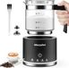 Morpilot Elektrische melkopschuimer, 600 W, 130-500 ml, 4-in-1 melkopschuimer voor warm en koud, vaatwasmachinebestendig, latte-design, visueel glas, zwart
