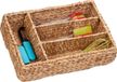 Merkloos Relaxdays Bestekbak met 4 vakken, lade-opbergsysteem, 10,5 x 42 x 29 cm (h x b x d), waterhyacint, naturel