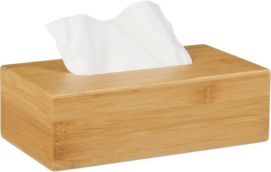 Relaxdays Tissuebox - bamboe - tissuehouder - zakdoekjeshouder - tissuedoos - 27,5 cm