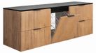 3xE living Meuble sous vasque suspendu avec panier à linge, noir / marbre noir "Black Royal", poignées dorées, 160 x 46 x 57 cm