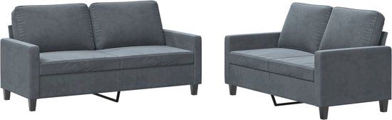vidaXL 2-delige Loungeset met kussens fluweel donkergrijs