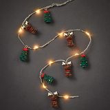 hellum LED koperen lichtketting touwkralen, dennenboom en rendier, 20 warmwitte leds, 90 cm lichtlengte, kabelkleur zilver, voor binnen, werkt op batterijen (3AA), 524260