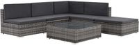 vidaXL 6-delige Loungeset met Kussens Poly Rattan Grijs