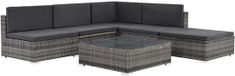 vidaXL 6-delige Loungeset met Kussens Poly Rattan Grijs