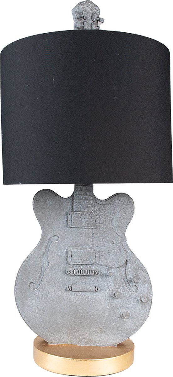 Clayre & Eef Tafellamp Gitaar Ø 30*68 cm Grijs Kunststof Bureaulamp