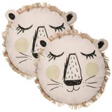 Atmosphera Dieren sierkussen - 2x - kinderkamer - leeuw - 38 cm - polyester