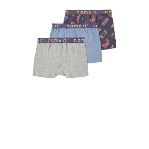 NAME IT NAME IT KIDS boxershort NKMBOXER - set van 3 grijsblauw/grijs melange/blauw