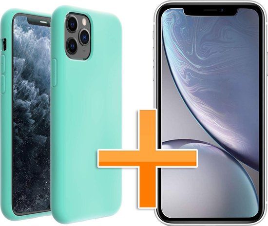 HoesjesBestellen HB Hoesje Apple iPhone 11 Pro - Siliconen Back Cover & Screenprotector - Turquoise