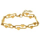 Lucardi - Dames Stainless steel goldplated armband schakel hart