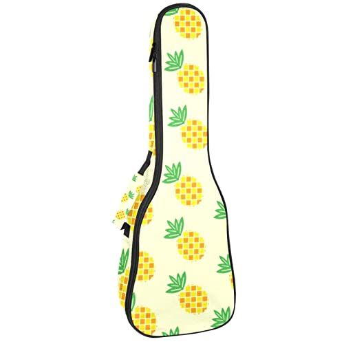 Mersov Concert Ukelele Rugzak, Heavy Duty Ukelele Case Bag met Opslag, Sopraan Concert Tenor Ukelele 10MM Gewatteerde Zak Ananas Geel