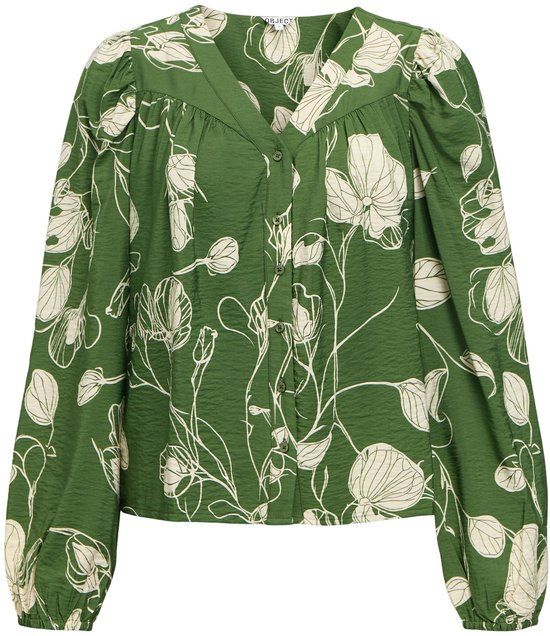 OBJECT Objjacira L/s Re V-neck Top Noos Dames - Topjes - Groen - Maat 38