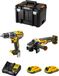 DeWALT set DWK208 (DCD796 + DCG405 + 2 x 2,0 Ah accu's + DCB107 lader + TSTAK VI opbergbox)