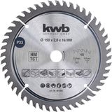 kwb Cirkelzaagblad 150 x 16 mm - 48 Tanden - Zeer Fijne Sneden - Voor Werkbladen, Hout en Gecoate Panelen