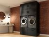 Kast WASHING 2 machines naast elkaar noir avec 4 opzetkasten