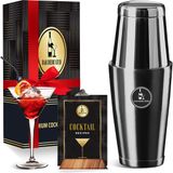 Bar Dedicated Cocktail Shaker Set Boston Zwart met Receptenboek & Cadeauverpakking