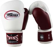 Twins Special Bokshandschoenen BGVL-3 – Echt Leer – Wit/Bordeaux Rood – 14 oz