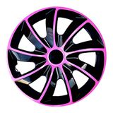 NRM Quad Bicolour - Wieldoppen 14" - Set van 4 stuks / Kunststof - Roze/Zwart