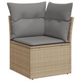 vidaXL 11-delige tuinmeubelset met sofa en kussens, beige, van polyrotan