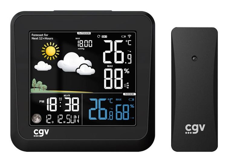 CGV MY METEO-1NC Draadloos Weerstation Zwart LCD Kleurenscherm Batterij