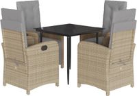 vidaXL Ensemble de jardin 5 pièces Poly rotin beige avec coussins