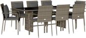vidaXL 9-delige Tuinset met Kussens, Poly Rattan, Grijs