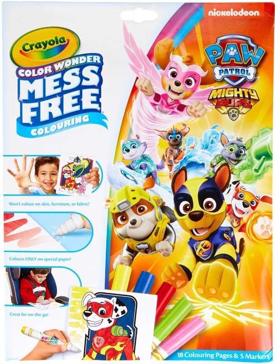 crayola Paw Patrol - Mighty Pups - Wonderkleurboek met 5 Stiften