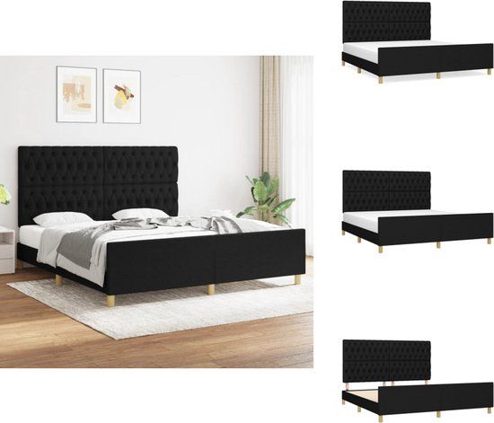 vidaXL Bedframe zonder matras stof zwart 180x200 cm