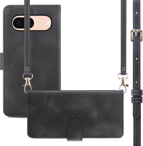 iMoshion Book Case for Google Pixel 8a - Black - with Card Holder & Lanyard